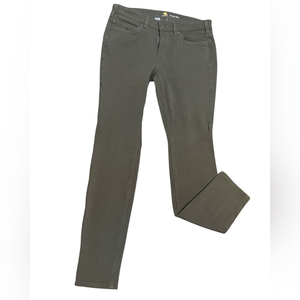 Carhartt‎ Women’s Slim Fit Pants Size 6 Tarmac Olive Army Green Stretch Utility